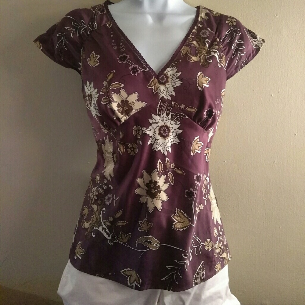 F2- Ann Taylor Floral Print Women's Blouse