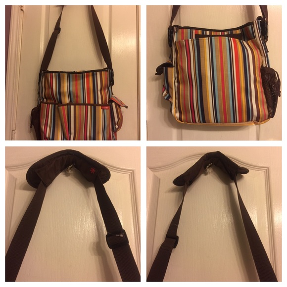 Skip Hop diaper bag on-the-go changing pad multicolored  Skip Hop MultiColored Diaper Bag with changing mat