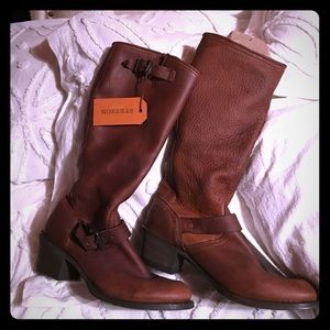 Chocolate leather boots