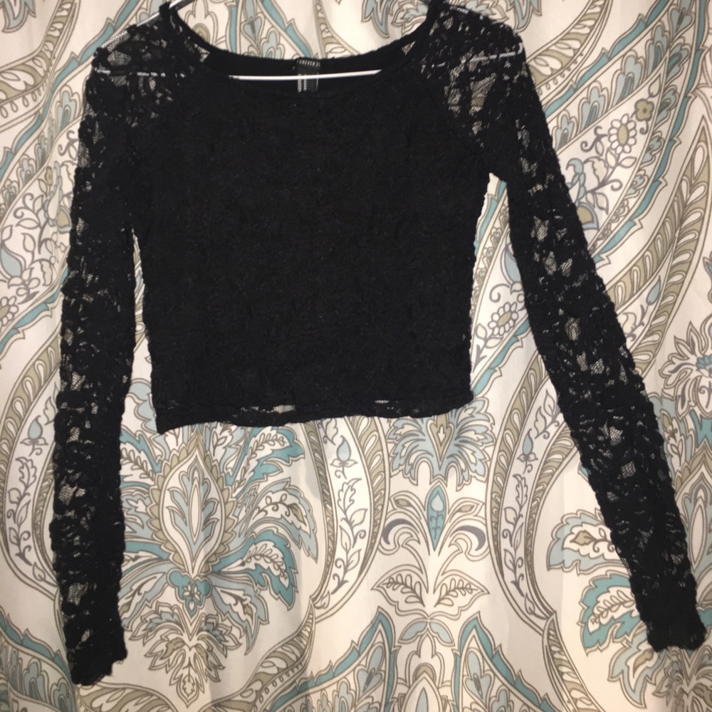 Forever 21 Lacy Black Crop Top