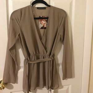 Brown wrap blouse