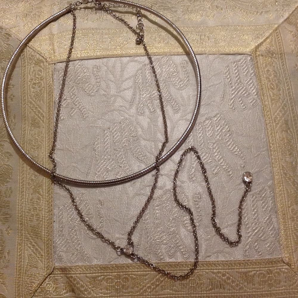Layered Silver choker necklace