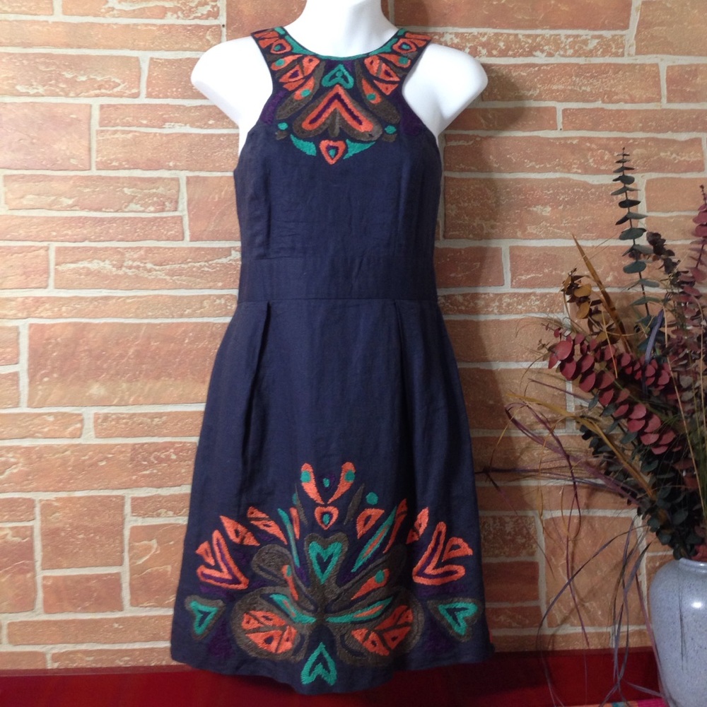 French Connection Embroidered Linen Dress.