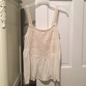 American eagle cream crochet tank top