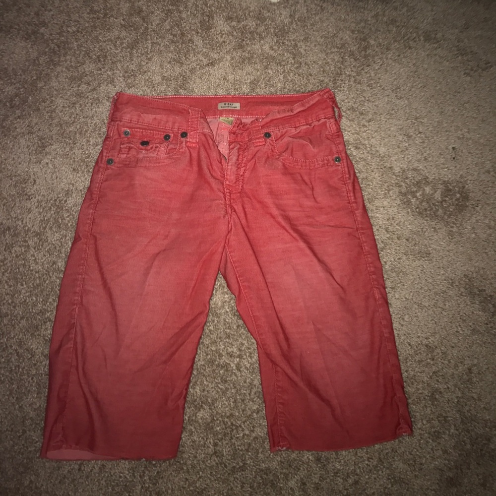 Tru Religion shorts, Ricky relaxed straight jeans.