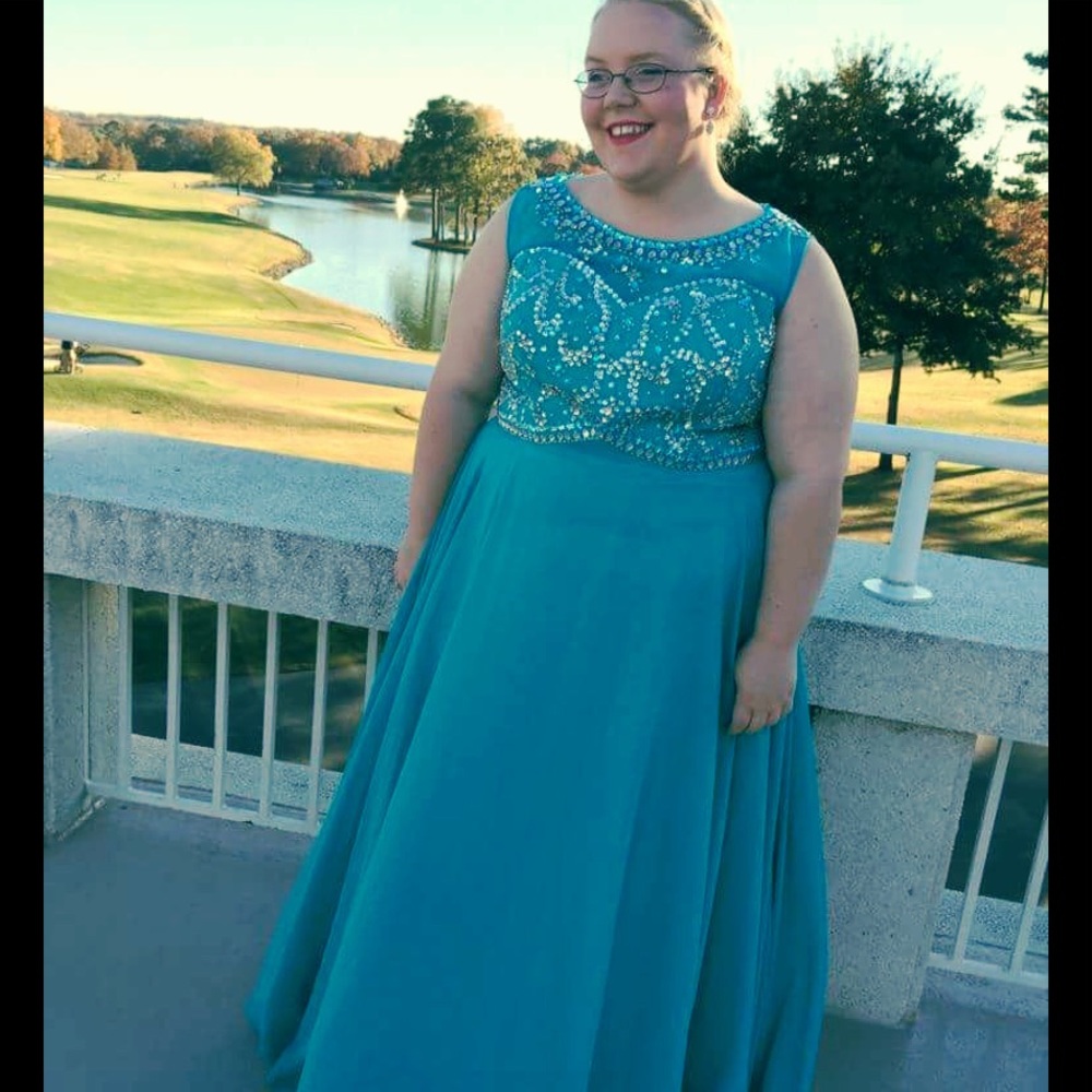 Blue Beaded Formal Dress Prom Plus Size 22 3X