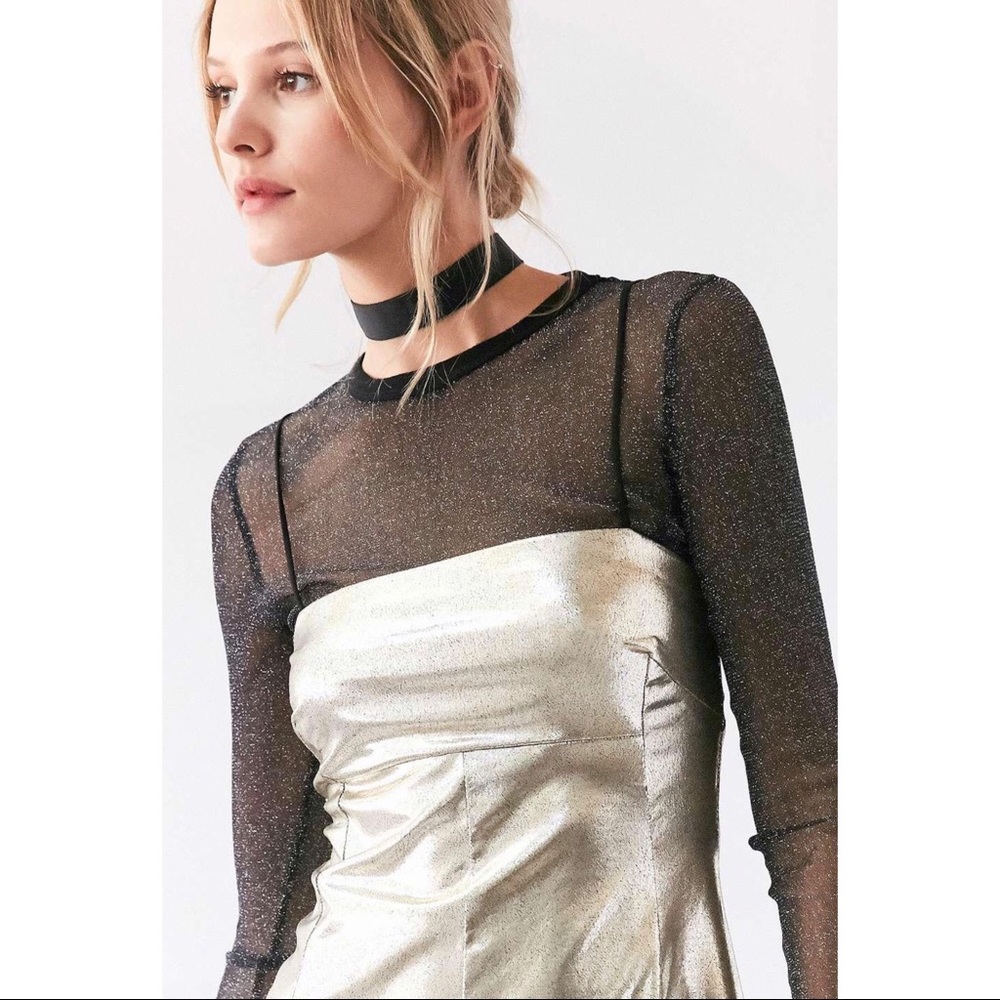 UO Silence & Noise Drita Metallic Shine Dress - Picture 2 of 8