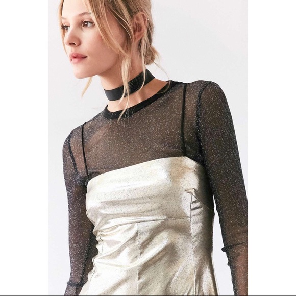 UO Silence & Noise Drita Metallic Shine Dress - Picture 2 of 8