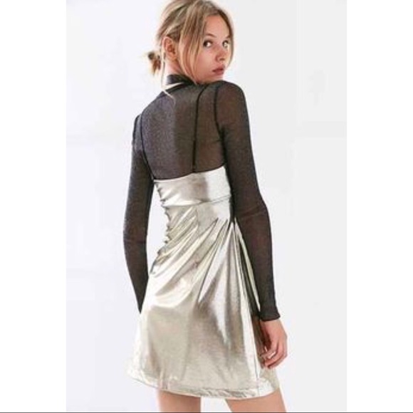 UO Silence & Noise Drita Metallic Shine Dress - Picture 4 of 8
