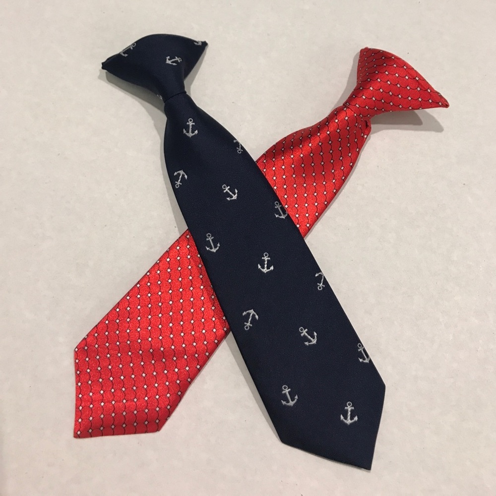 Nautical tie and red pattern tie