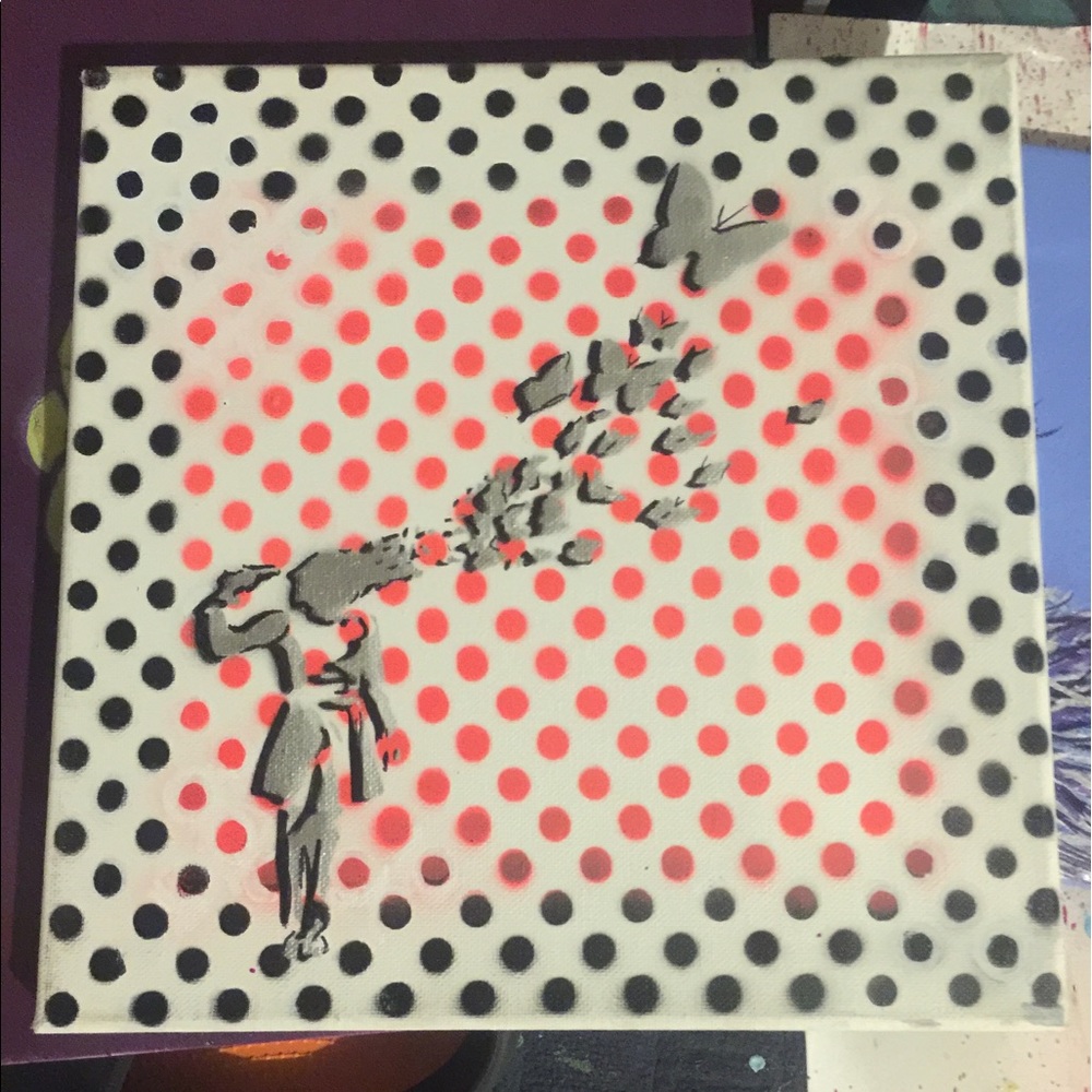 Banksy pop art spray painted decor