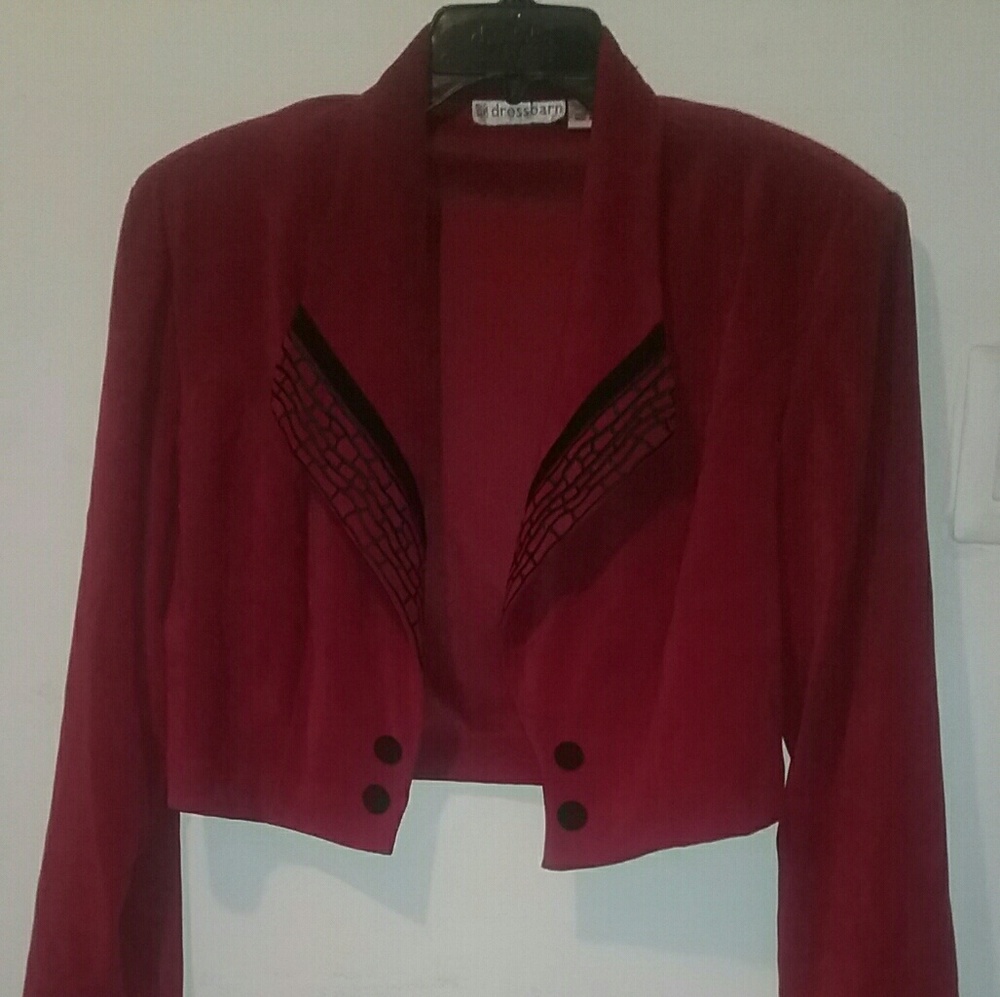80s/90s Cropped Faux Sued Blazer w/ shoulder pads