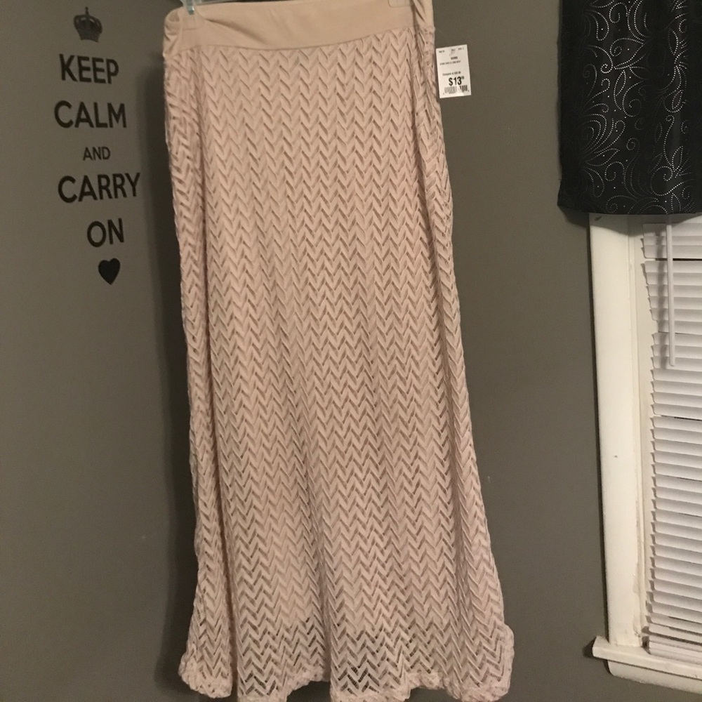 Tan Maxi Lace Skirt