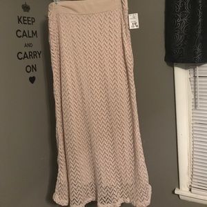 Tan Maxi Lace Skirt