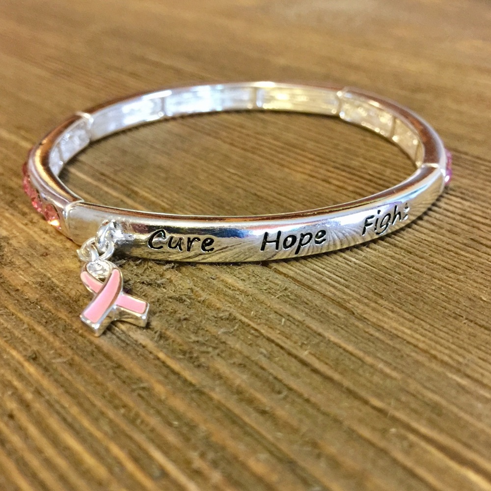 🎀JUST IN !! 🎀 CRYSTAL STRETCH BANGLE PINK RIBBON