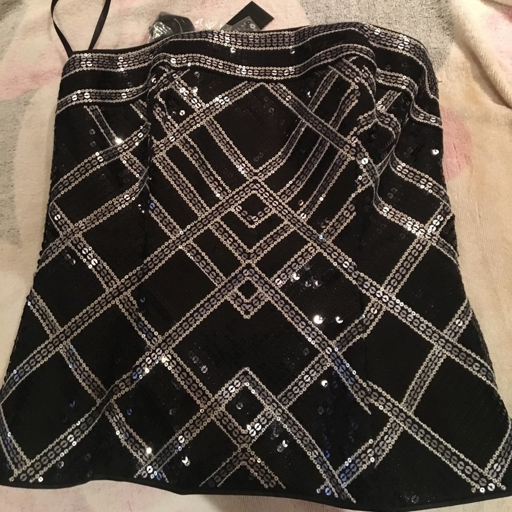 Strapless embellished top