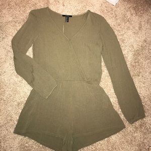 Forever 21 Olive Long-Sleeve Romper