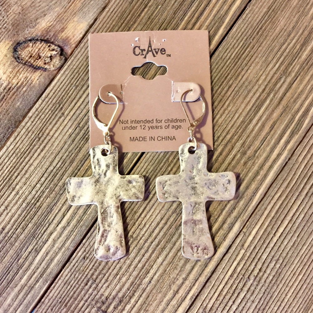 💠JUST IN !!💠 'ANTIQUE GOLDTONE CROSS EARRINGS