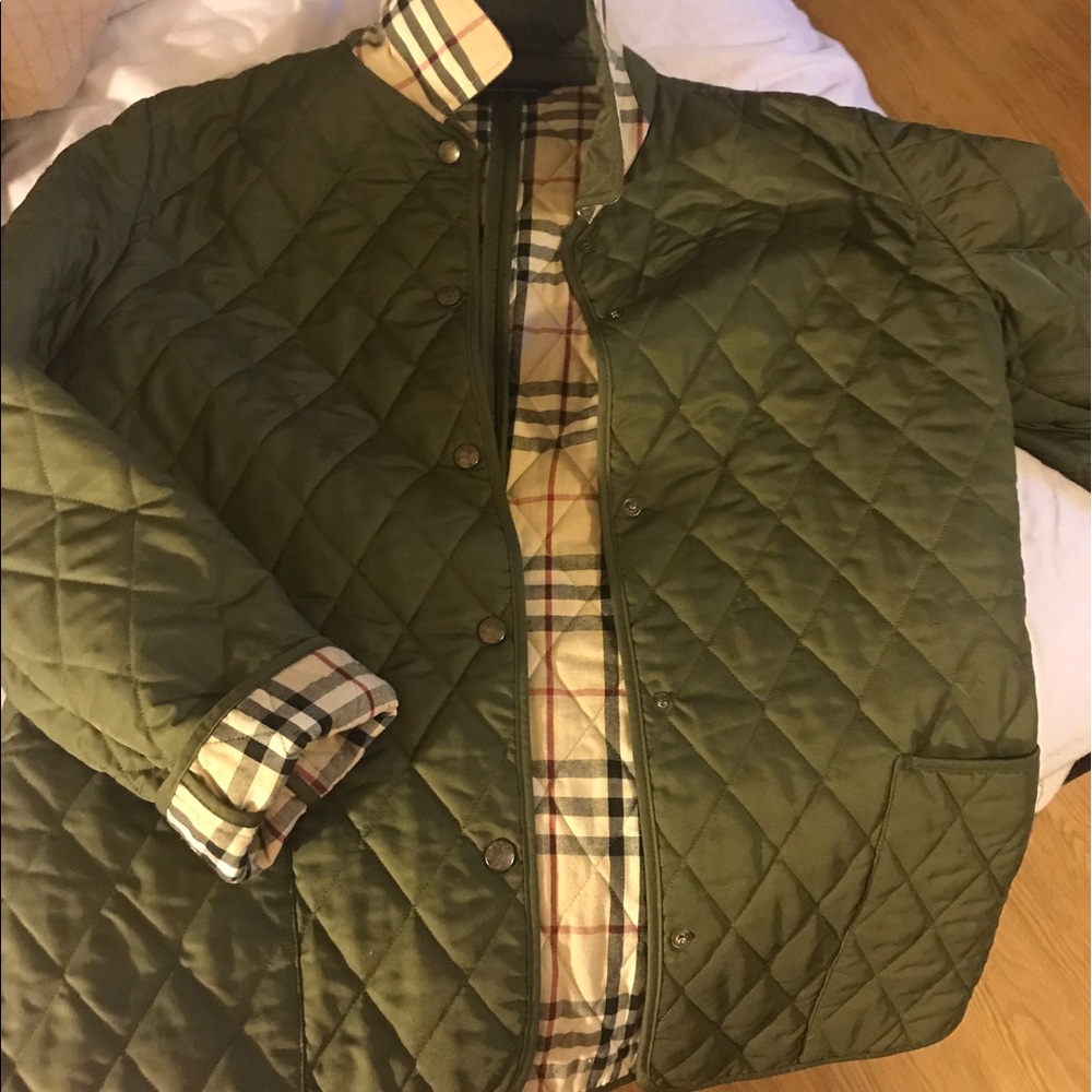 Burberry Olive Green Quilted Jacket - Large SALE