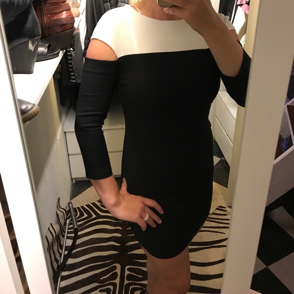 *Sold* Zara cold shoulder white/black dress. NWOT - Picture 3 of 7