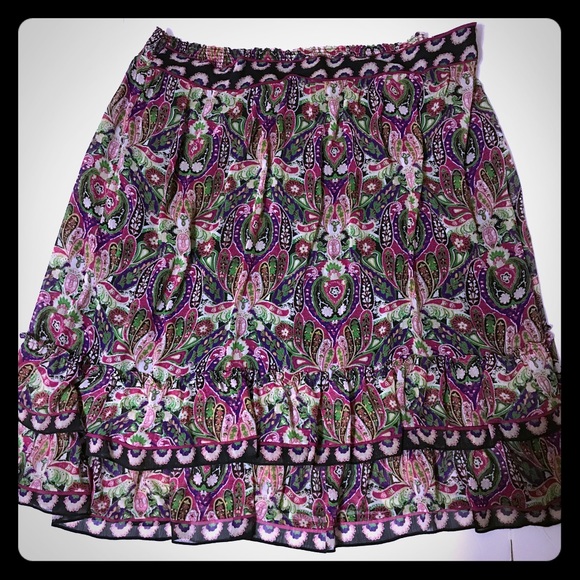 🎈SALE Plus size Purple Paisley Ruffle Skirt SK-46