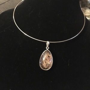 Gorgeous Lodolite Scenic Quartz on 925SS w/chain