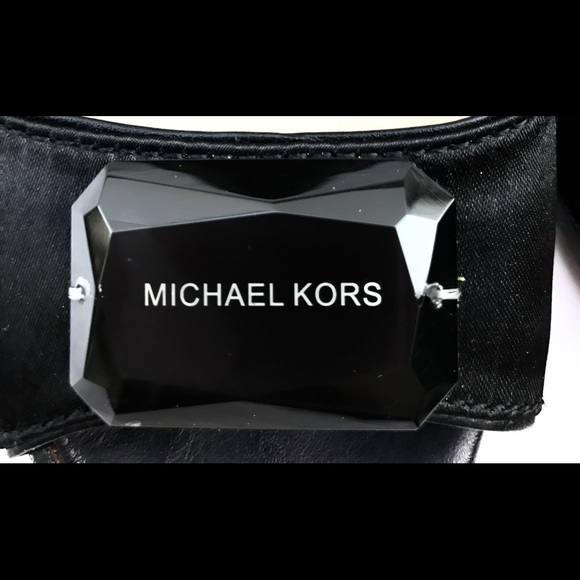 Michael Kors black satin peep toe heels - Picture 2 of 6