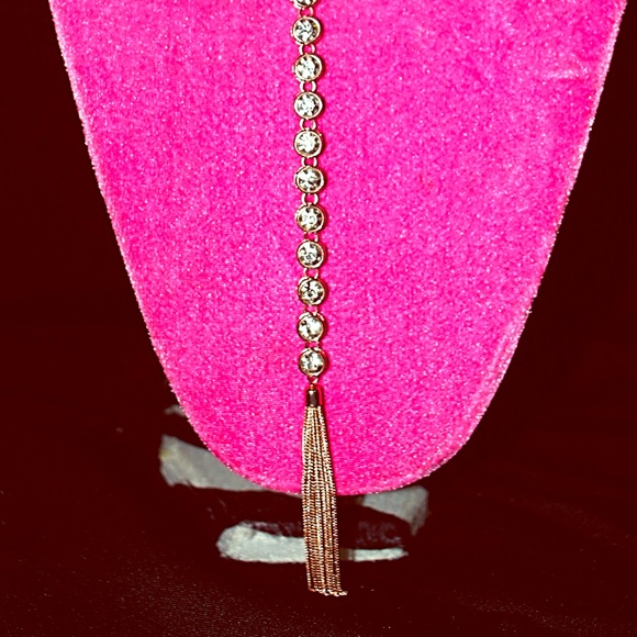 Rose Gold Tassel Necklace Rosary - Picture 2 of 4