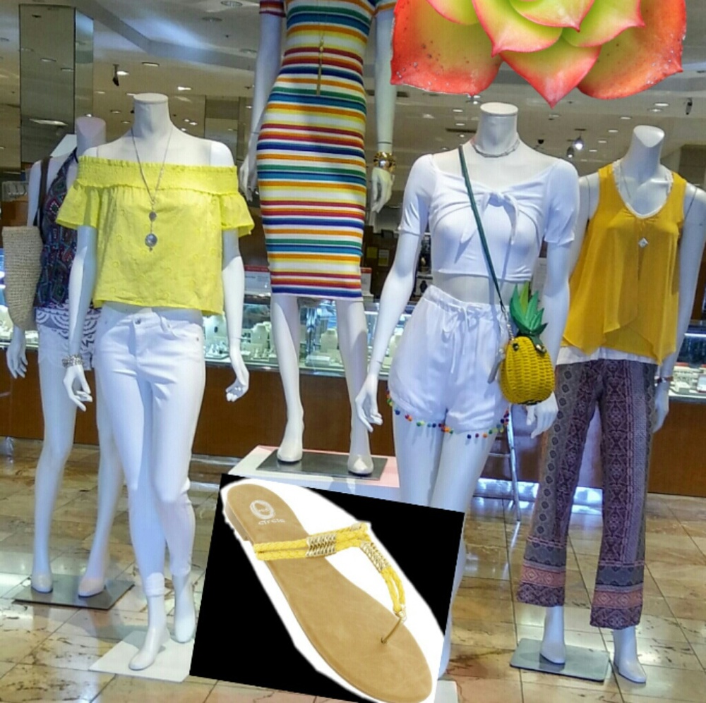 Slip On Yellow Color w Gold Embellishment Sandal