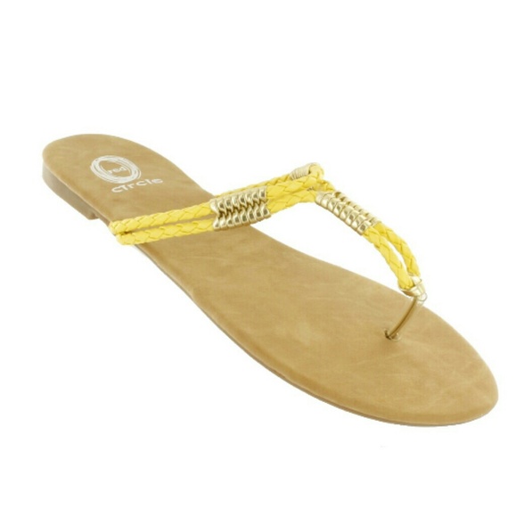 Slip On Yellow Color w Gold Embellishment Sandal - Picture 3 of 6