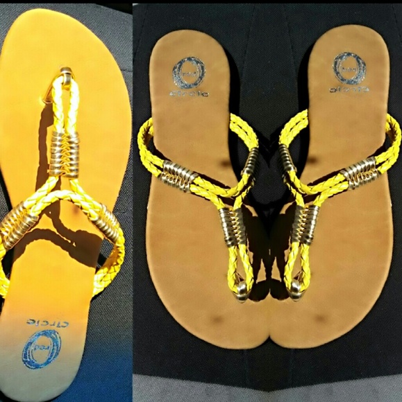 Slip On Yellow Color w Gold Embellishment Sandal - Picture 4 of 6