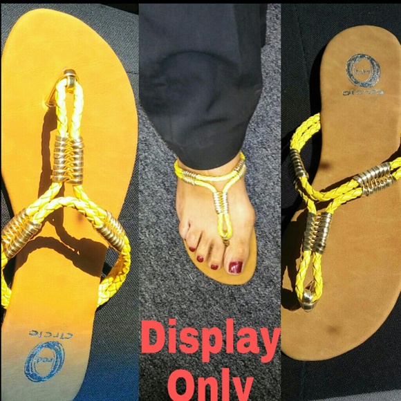 Slip On Yellow Color w Gold Embellishment Sandal - Picture 6 of 6