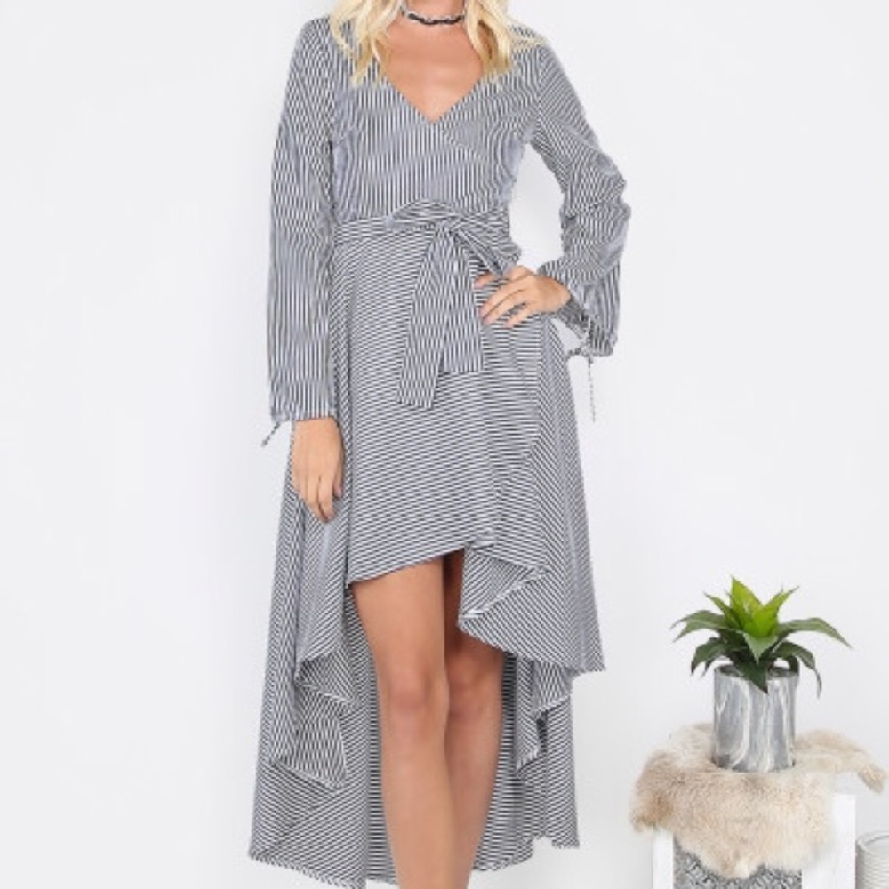 High-low long sleeve dress