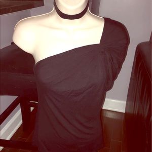 Bebe Black One Shoulder Top