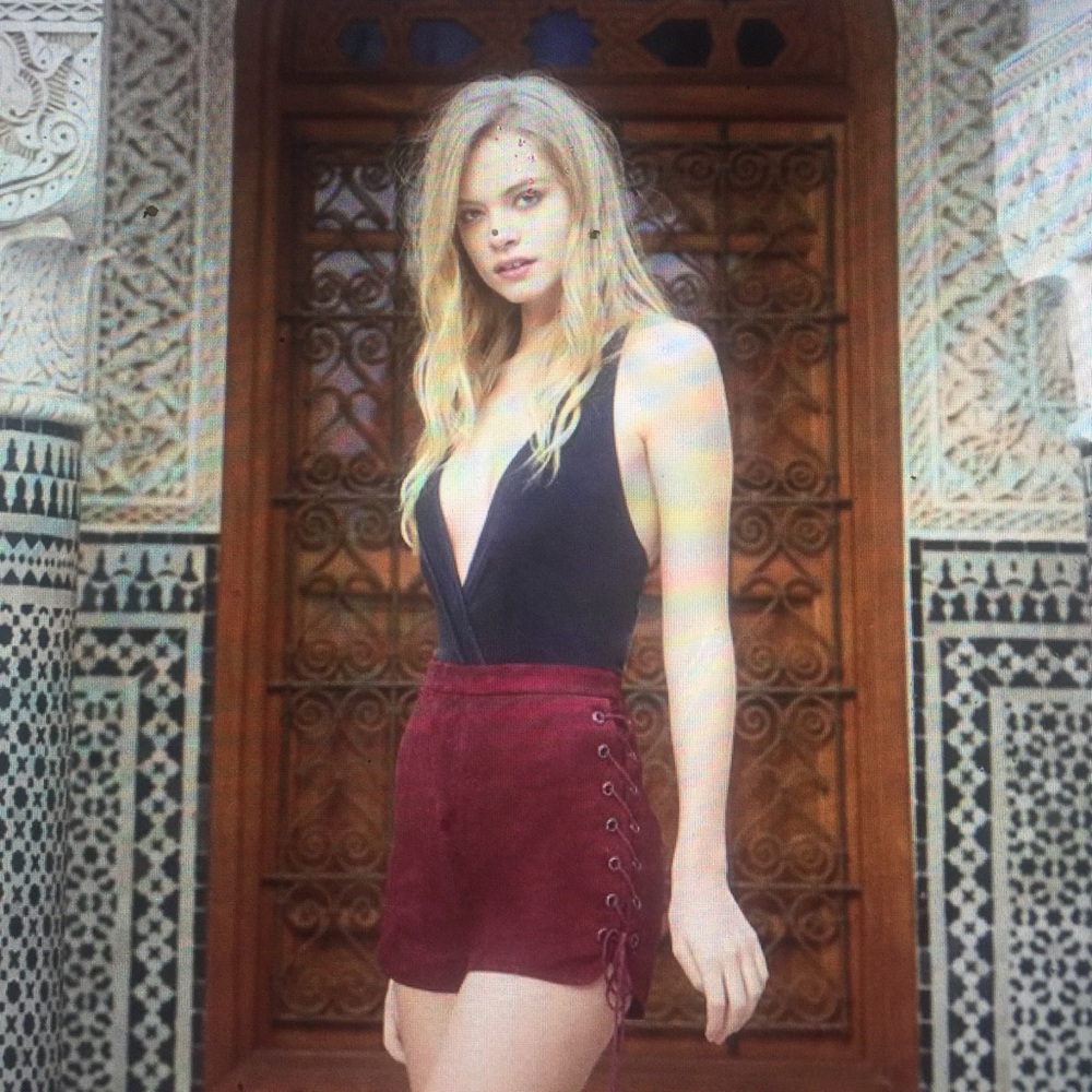 The Jetset Diaries Nere Oxblood Suede Shorts