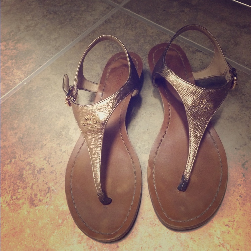 Coach gold wedge Sandals