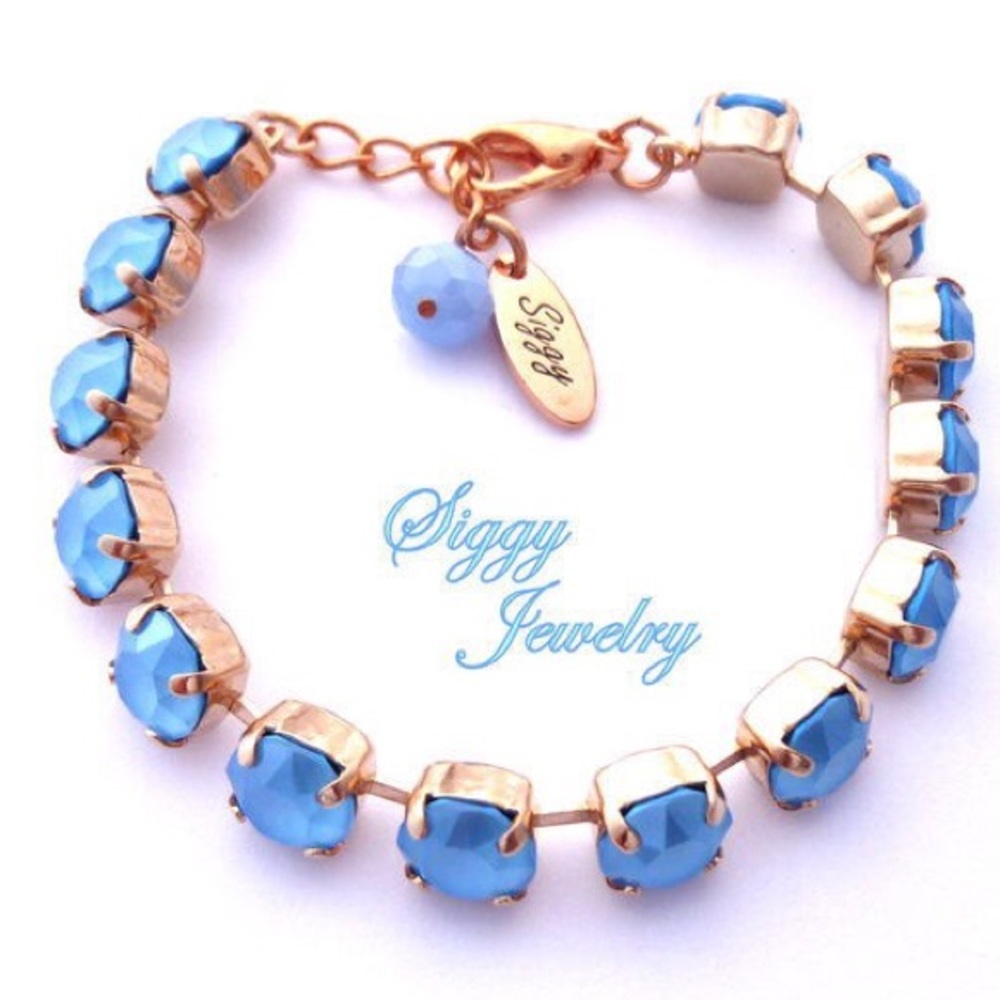 Summer Blue Swarovski Crystal Tennis Bracelet, Assorted Finishes