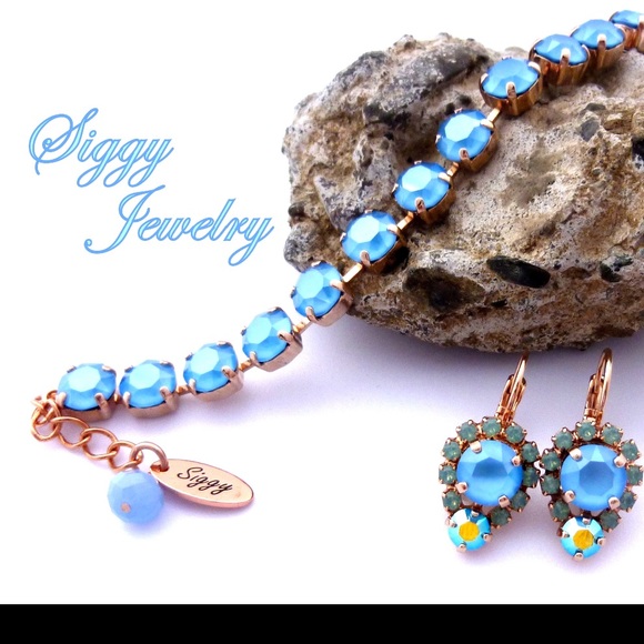 Summer Blue Swarovski Crystal Tennis Bracelet, Assorted Finishes - Picture 3 of 4