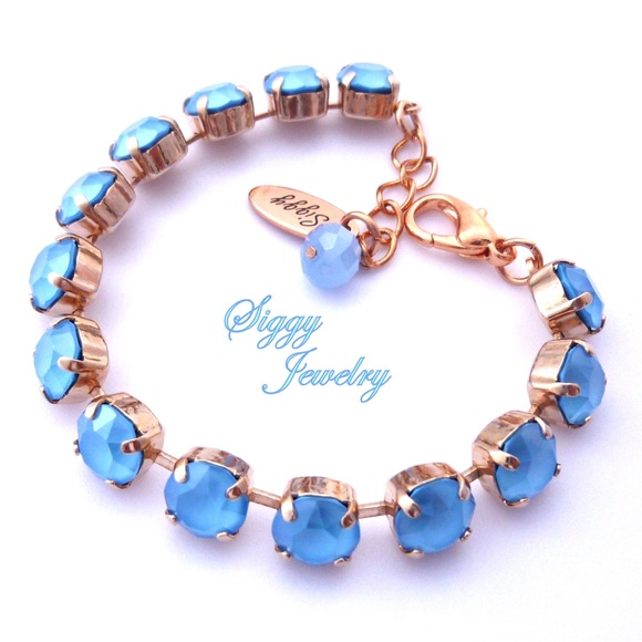 Summer Blue Swarovski Crystal Tennis Bracelet, Assorted Finishes - Picture 4 of 4
