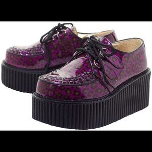 Purple Cheetah Glitter Demonia Creepers
