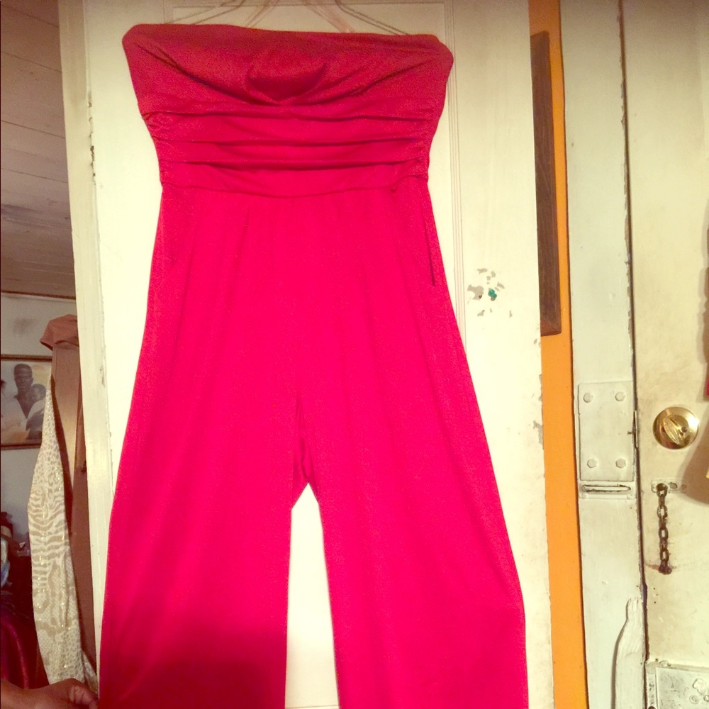 Red Strapless Romper