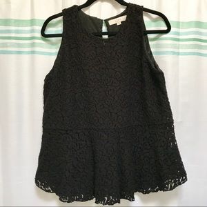 LOFT Peplum Lace Black Top EUC - Sz L