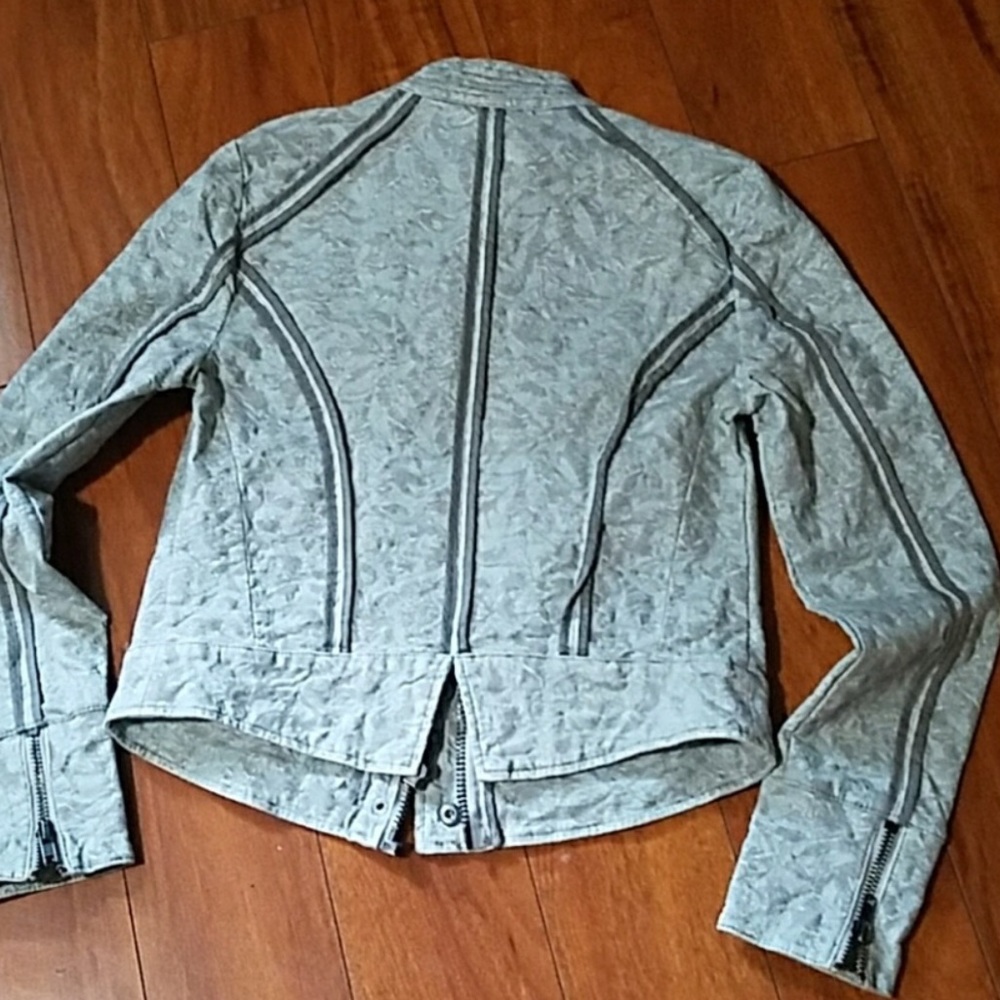 Free People gray embroidered moto jacket
