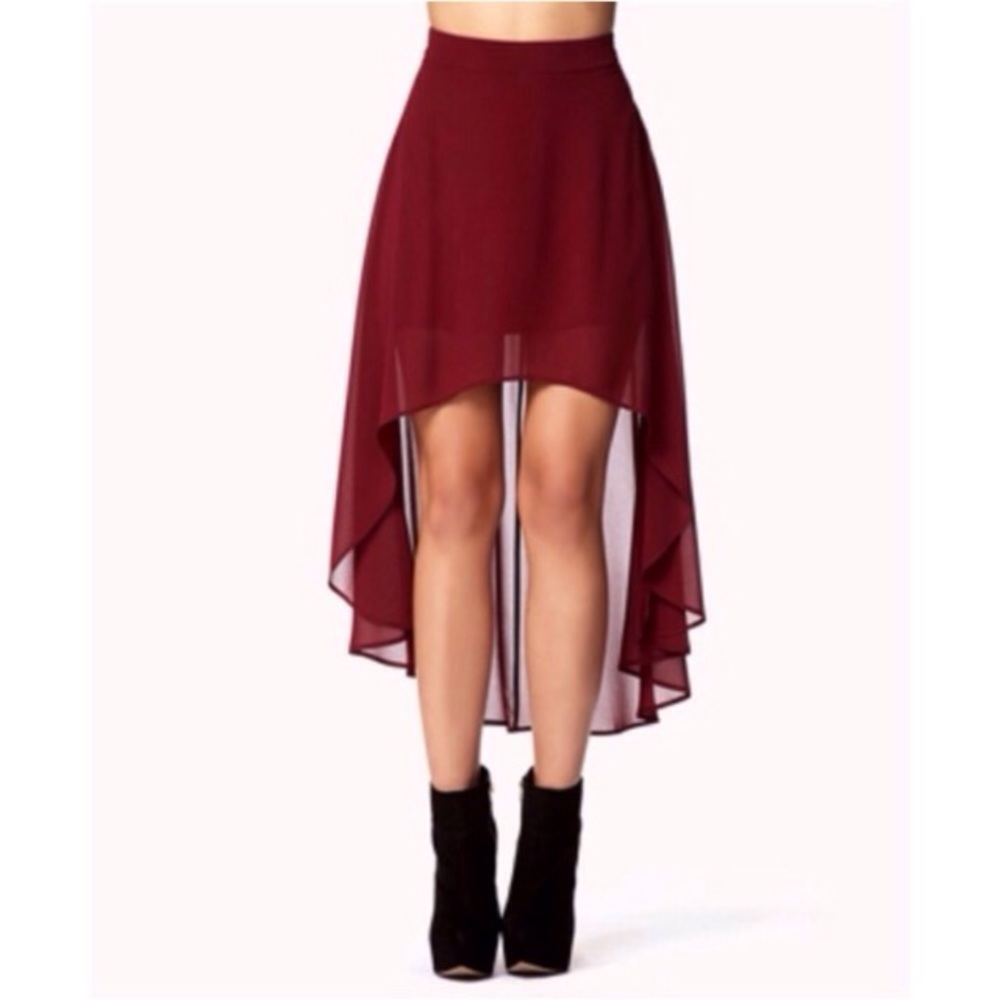 ❤️👗Forever 21 red high low midi skirt