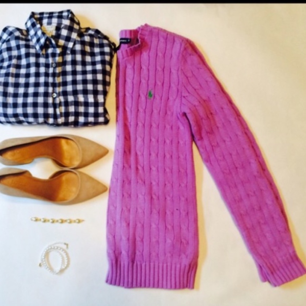NWOT! Ralph Lauren Bright Lavender Cable Knit