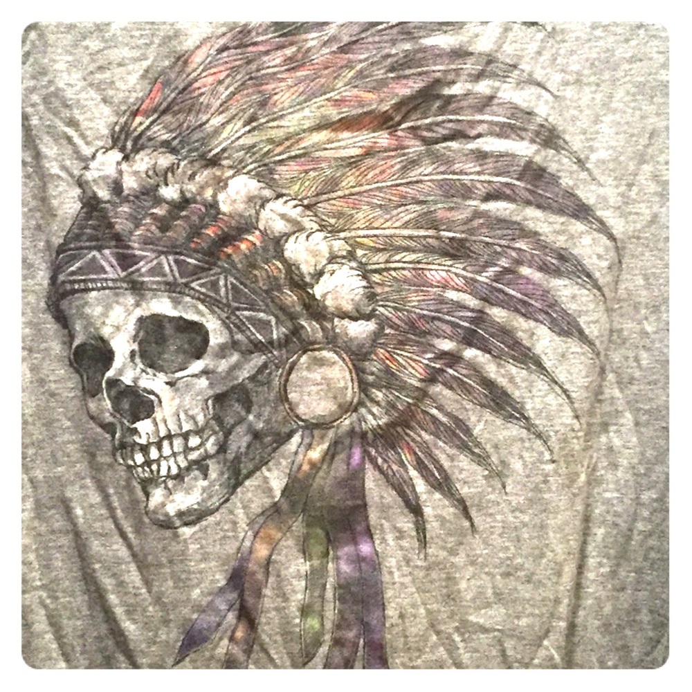 Broken Threads Indian Headress Skull Unisex tee