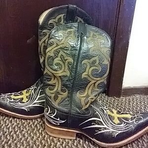Black gold and white cowboy boots