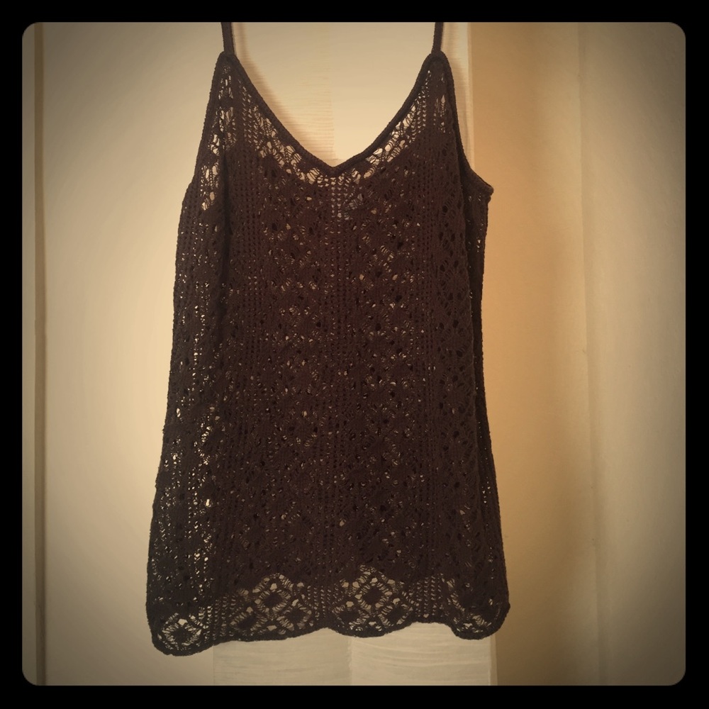 Chocolate brown crocheted tank top