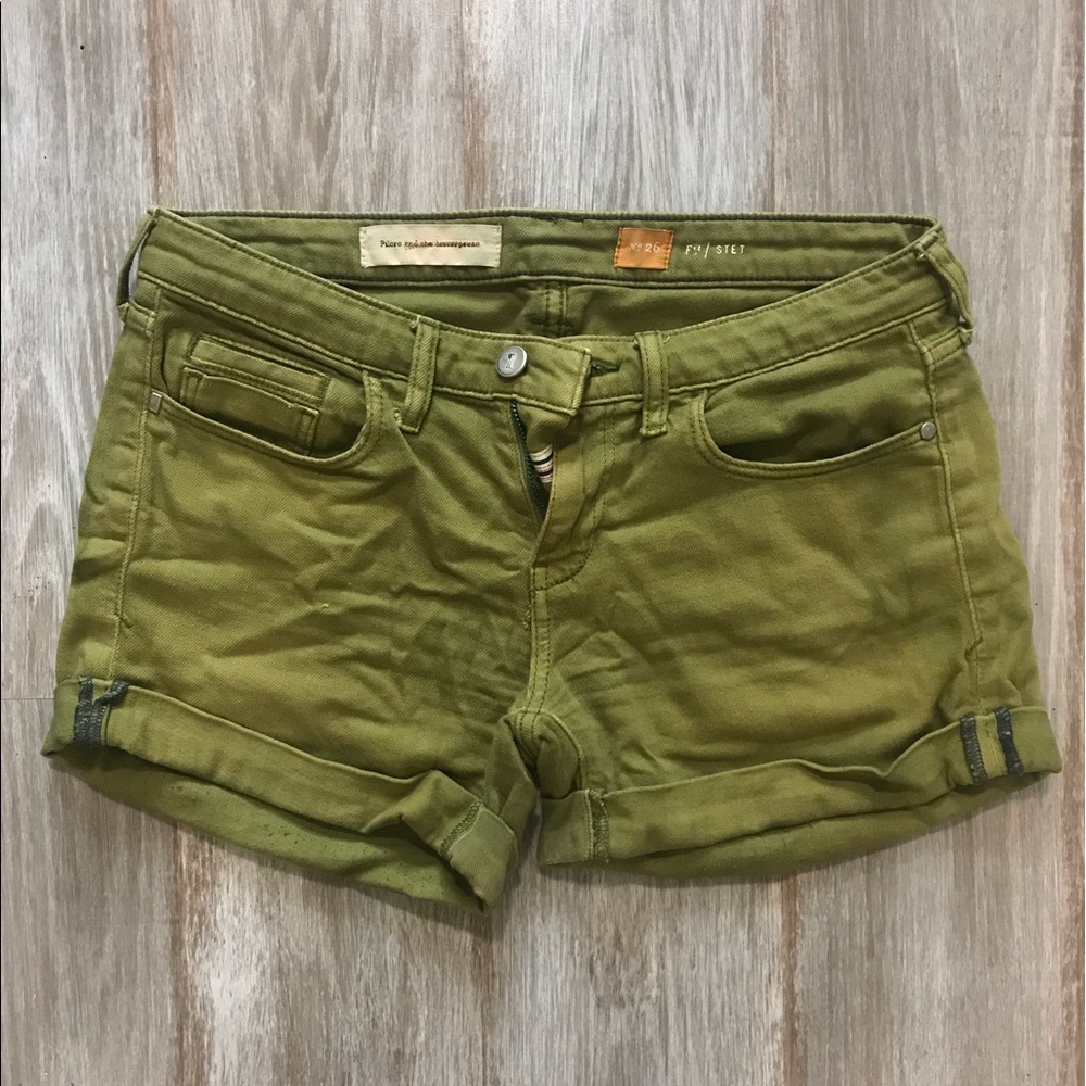 Anthropologie Pilcro Army Green Jean Shorts Sz 26