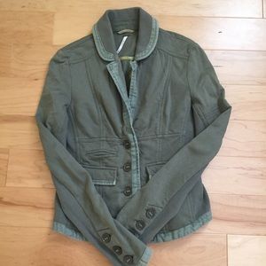 Free People Army Green Button Down Jacket